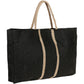 Front View Of Gottex Large Jute Bag | GOTTEX BLACK WITH CREAM