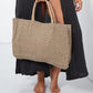 Alternate Front View Of Gottex Large Jute Bag | GOTTEX BLACK AND BROWN PIXEL
