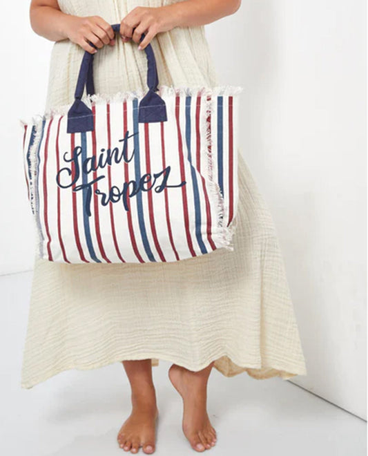 Alternate Front View Of Gottex Saint Tropez Cotton Bag | GOTTEX RED WHITE AND BLUE