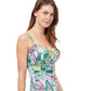 Side View View Of Profile Tropic Boom Green F-Cup Underwire Tankini Top | PROFILE TROPIC BOOM GREEN