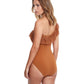 Back View Of Profile By Gottex Sheer Bliss Ruffle One Shoulder One Piece Swimsuit | PROFILE SHEER BLISS CINNAMON
