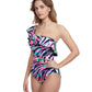 Side View Of Profile By Gottex Wild Parade Ruffle One Shoulder One Piece Swimsuit | PROFILE WILD PARADE