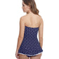 Back View Of Profile By Gottex Supreme Bandeau Strapless Shirred Swimdress | PROFILE SUPREME NAVY AND WHITE