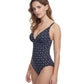 Side View Of Profile By Gottex Supreme Deep V Thin Strap One Piece Swimsuit | PROFILE SUPREME BLACK AND WHITE