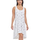 Front View Of Profile By Gottex Late Bloomer High Low Mesh Beach Dress Cover Up | PROFILE LATE BLOOMER WHITE