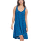 Front View Of Profile By Gottex Late Bloomer High Low Mesh Beach Dress Cover Up | PROFILE LATE BLOOMER PETROL