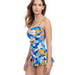 Side View Of Profile By Gottex Rising Sun Bandeau Strapless Swimdress | PROFILE RISING SUN BLUE