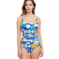 Front View Of Profile By Gottex Rising Sun D-Cup Underwire One Piece Swimsuit | PROFILE RISING SUN BLUE