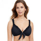Front View Of Profile By Gottex Frill Me Tie Front Bikini Top | PROFILE FRILL ME BLACK