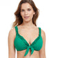 Front View Of Profile By Gottex Frill Me Tie Front Bikini Top | PROFILE FRILL ME TEAL