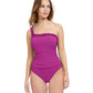 Front View Of Profile By Gottex Frill Me Ruffle One Shoulder One Piece Swimsuit | PROFILE FRILL ME WARM VIOLET
