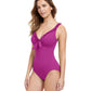 Side View Of Profile By Gottex Frill Me Tie Front Underwire V-Neck One Piece Swimsuit | PROFILE FRILL ME WARM VIOLET