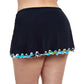 Back View Of Profile By Gottex Moroccan Escape Plus Size Side Slit Cinch Swim Skirt | PROFILE MOROCCAN ESCAPE BLACK