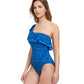 Side View Of Profile By Gottex Mehndi Ruffle One Shoulder One Piece Swimsuit | PROFILE MEHNDI