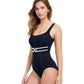 Side View Of Profile By Gottex California Girl Round Neck One Piece Swimsuit | PROFILE CALIFORNIA GIRL BLACK