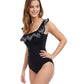 Side View Of Profile By Gottex Lola Square Neck Ruffle One Piece | PROFILE LOLA