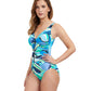 Side View Of Profile By Gottex Retro Love D-Cup V-Neck Shirred One Piece Swimsuit | PROFILE RETRO LOVE BLUE