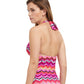 Back View Of Profile By Gottex Palm Springs V-Neck Halter Tankini Top | PROFILE PALM SPRINGS PINK