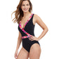 Side View Of Profile By Gottex Palm Springs V-Neck One Piece Swimsuit | PROFILE PALM SPRINGS BLACK