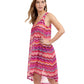 Side View Of Profile By Gottex Palm Springs High Low Mesh Beach Dress Cover Up | PROFILE PALM SPRINGS PINK