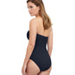 Back View Of Profile By Gottex French Pleats Shirred Front Bandeau Strapless One Piece Swimsuit | PROFILE FRENCH PLEATS BLACK