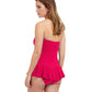 Back View Of Profile By Gottex Line Up Bandeau Strapless Swimdress | PROFILE LINE UP DARK FUSCHIA