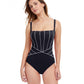 Front View Of Profile By Gottex Line Up D-Cup Square Neck One Piece Swimsuit | PROFILE LINE UP BLACK