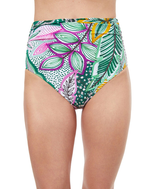 Front View Of Profile By Gottex Tropic Boom High Waist Tankini Bottom | PROFILE TROPIC BOOM GREEN