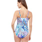 Back View Of Profile By Gottex Tropic Boom D-Cup Underwire One Piece Swimsuit | PROFILE TROPIC BOOM BLUE