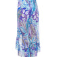 Back View Of Profile By Gottex Tropic Boom Ruffled High Low Mesh Cover Up Wrap Skirt | PROFILE TROPIC BOOM BLUE