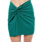 Front View Of Profile By Gottex Kundala Twist Detail Mini Skirt Cover Up | PROFILE KUNDALA EMERALD