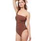 Side View Of Profile By Gottex Iota One Shoulder One Piece Swimsuit | PROFILE IOTA DARK BROWN