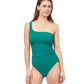 Front View Of Profile By Gottex Iota One Shoulder One Piece Swimsuit | PROFILE IOTA EMERALD
