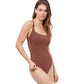 Side View Of Profile By Gottex Iota D-Cup Square Neck One Piece Swimsuit | PROFILE IOTA DARK BROWN