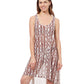 Front View Of Profile By Gottex Iota High Low Mesh Beach Dress Cover Up | PROFILE IOTA BROWN AND WHITE