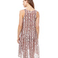 Back View Of Profile By Gottex Iota High Low Mesh Beach Dress Cover Up | PROFILE IOTA BROWN AND WHITE