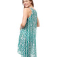 Back View Of Profile By Gottex Iota High Low Mesh Beach Dress Cover Up | PROFILE IOTA EMERALD AND WHITE