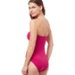 Back View Of Profile By Gottex Dandy Shirred Front Bandeau Strapless One Piece Swimsuit | PROFILE DANDY CHERRY