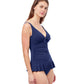 Side View Of Profile By Gottex Dandy Tie Front V-Neck Swimdress | PROFILE DANDY NAVY