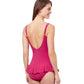 Back View Of Profile By Gottex Dandy Tie Front V-Neck Swimdress | PROFILE DANDY CHERRY