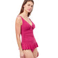 Side View Of Profile By Gottex Dandy Tie Front V-Neck Swimdress | PROFILE DANDY CHERRY