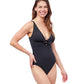 Front View Of Profile By Gottex Dandy Deep V-Neck One Piece Swimsuit | PROFILE DANDY BLACK