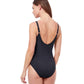 Back View Of Profile By Gottex Dandy Deep V-Neck One Piece Swimsuit | PROFILE DANDY BLACK