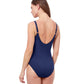 Back View Of Profile By Gottex Dandy Deep V-Neck One Piece Swimsuit | PROFILE DANDY NAVY