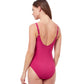 Back View Of Profile By Gottex Dandy Deep V-Neck One Piece Swimsuit | PROFILE DANDY CHERRY