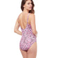 Back View Of Profile By Gottex Pretty Wild D-Cup V-Neck Shirred One Piece Swimsuit | PROFILE PRETTY WILD PINK