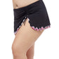 Side View Of Profile By Gottex Pretty Wild Plus Size Side Slit Cinch Swim Skirt | PROFILE PRETTY WILD BLACK