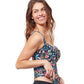 Side View Of Profile By Gottex Flora D-Cup Underwire Tankini Top | PROFILE FLORA BLACK