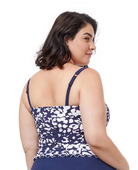 Back View Of Profile By Gottex Pop Floras Shirred Underwire Tankini Top | PROFILE POP FLOWER WHITE