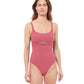 Front View Of Profile By Gottex Unchain My Heart Round Neck One Piece Swimsuit | PROFILE UNCHAIN MY HEART LIGHT MAHOGANY